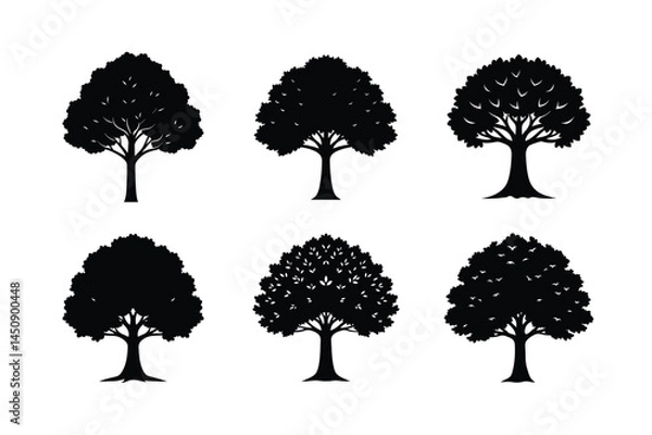 Obraz set of trees silhouettes