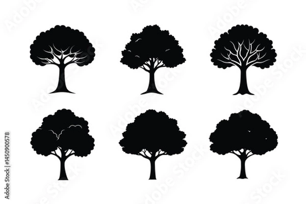 Obraz set of trees silhouettes