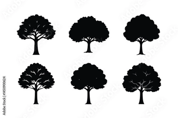 Obraz set of trees silhouettes
