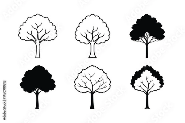 Obraz set of trees silhouettes