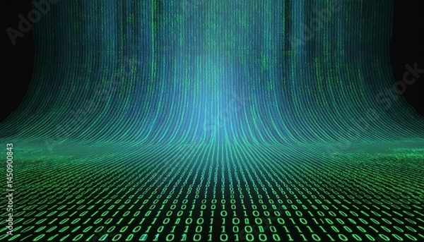 Fototapeta binary code data flowing on display