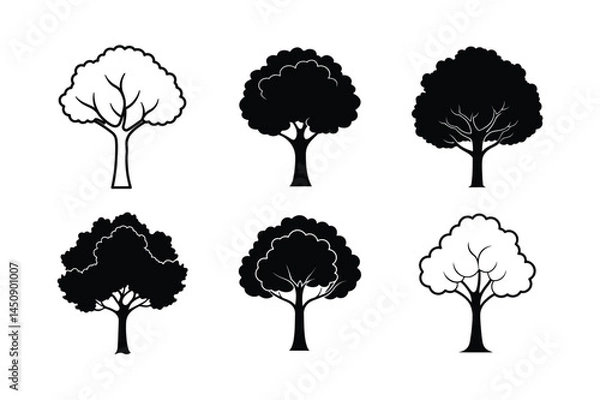 Obraz set of trees silhouettes