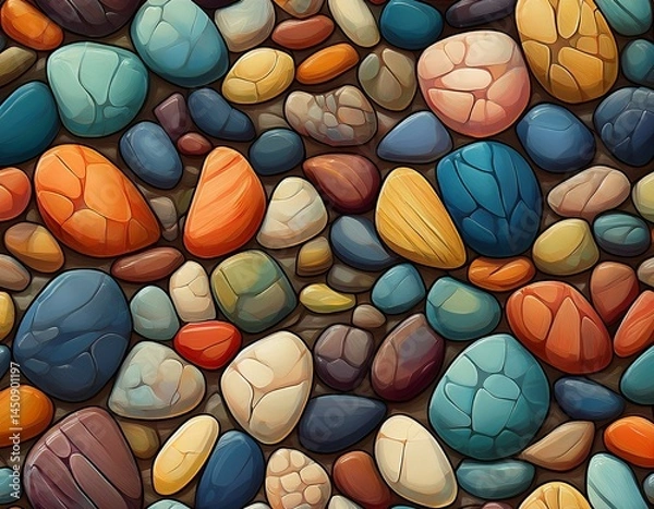 Fototapeta stone pebble mosaic seamless pattern