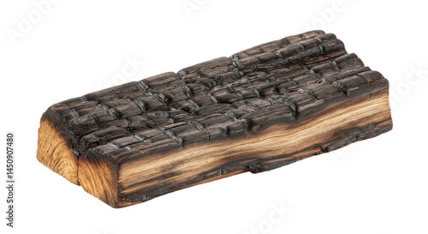 Fototapeta A Piece Of Burn Wood isolated on transparent background, PNG 