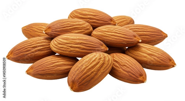 Fototapeta Pile Of Almonds Isolated on transparent background, PNG 