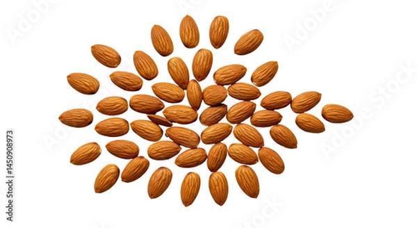Fototapeta Top View Of Almonds Isolated on transparent background, PNG 