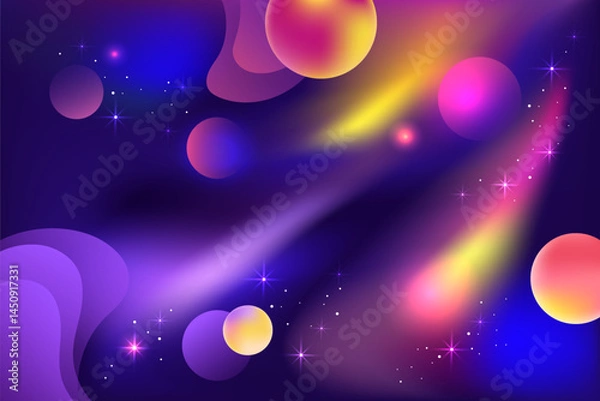 Fototapeta Colorful space. Universe and planets. Starry sky. Vector gradient illustration. EPS 10.