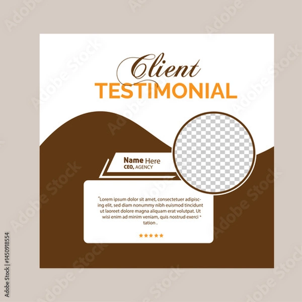 Obraz Client Testimonial Design.Modern client testimonial or creative customer feedback social media post design, square web banner template layout design.