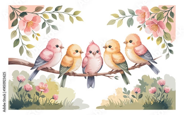 Obraz birds on a branch