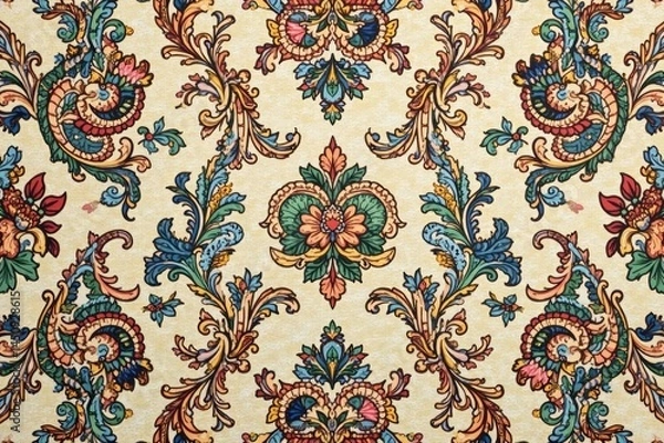 Fototapeta Subtle paisley repeat, muted tones, delicate lines, earthy palette, background, soft, design