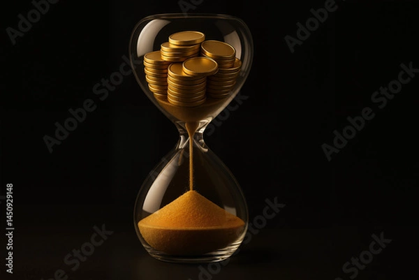 Fototapeta Gold Tokens Melting Through Time — Amortization Metaphor