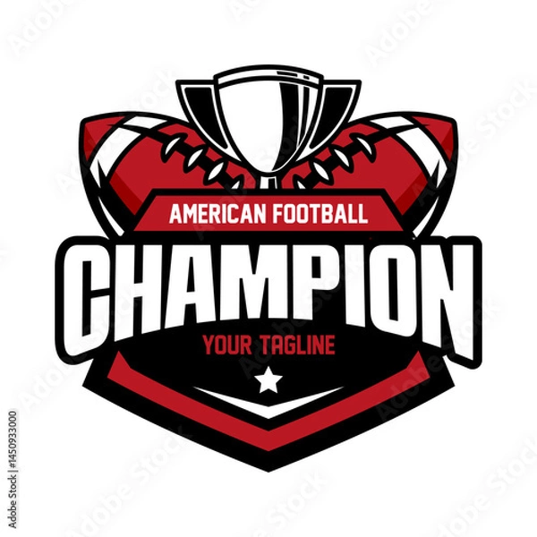 Obraz American football logo vector isolated with red colour. Rugby logo badge design. American football league labels, emblems and design element