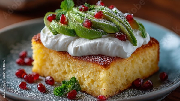 Obraz cheesecake with avocado slice