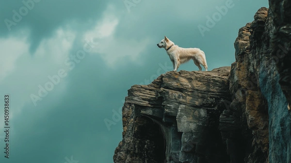Obraz dog on the cliff 