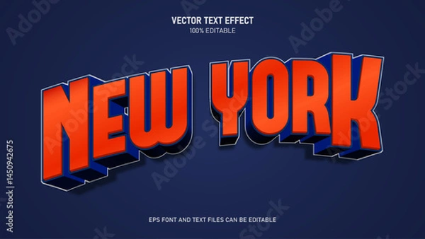 Fototapeta New York text effect,  editable sports style text