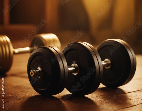 Obraz A weight for physical strength training, close-up.