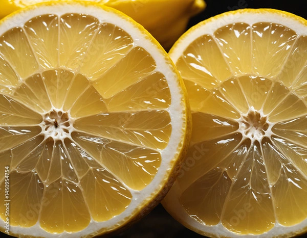Obraz Yellow beautiful lemon cut into two parts, close -up.