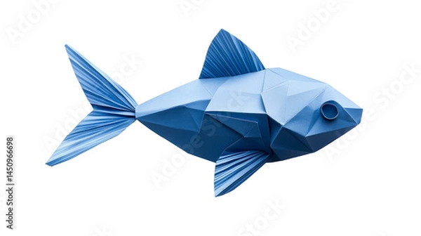 Obraz Stylized origami fish sculpture, geometric, folded paper, cut out transparent