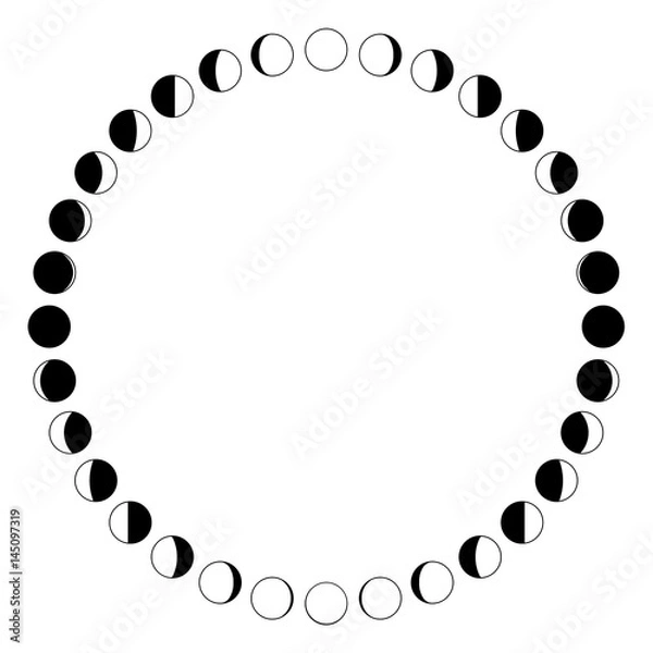 Obraz Moon. The phases of the moon. Simple template. The whole cycle from new moon to full. Graphic image. Stylization. The phases of the moon on a white background
