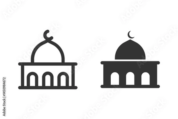 Obraz Simple Mosque Icon. perfect for religious or cultural design projects. The illustration features a dome and a crescent moon on top