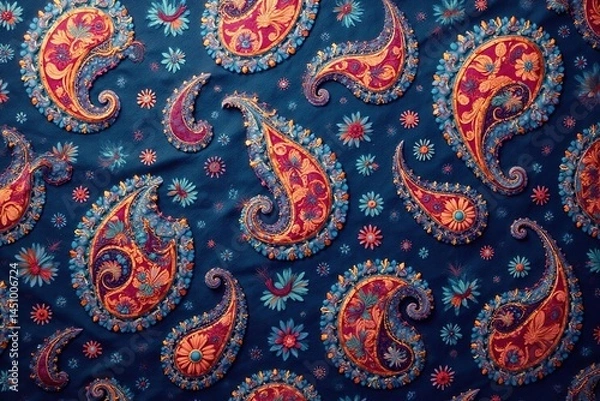 Fototapeta Subtle paisley pattern, flawlessly integrated, exhibiting smooth color transitions , texture, continuous design, repeat