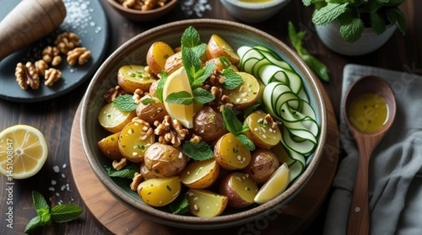 Fototapeta Ultimate Roasted Potato Salad – Crispy, Fresh & Drenched in Lemon-Tahini Dressing