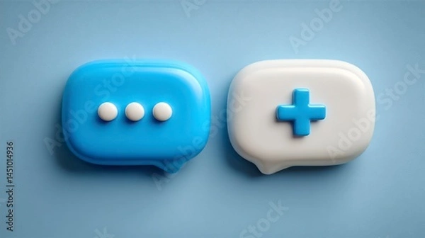 Fototapeta Communication and Healthcare Symbols Represented in Modern Icons