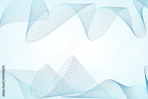 Fototapeta Blue Abstract Wave Lines Background, Modern Minimal Flow Design