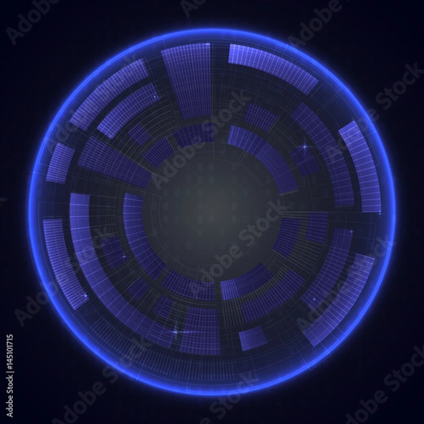 Fototapeta Abstraction digital blue with lights vector background