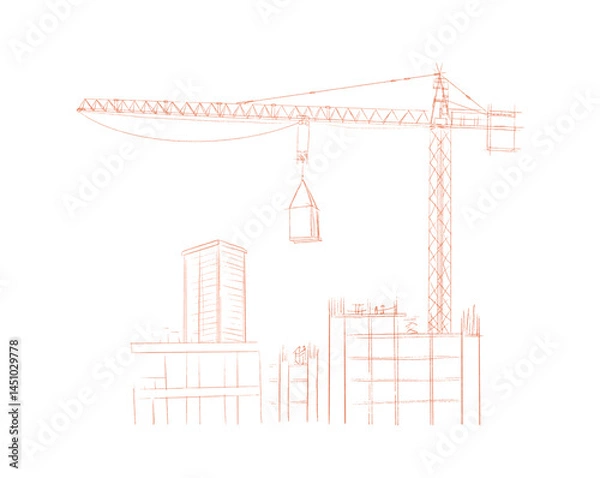 Fototapeta Building crane sketch