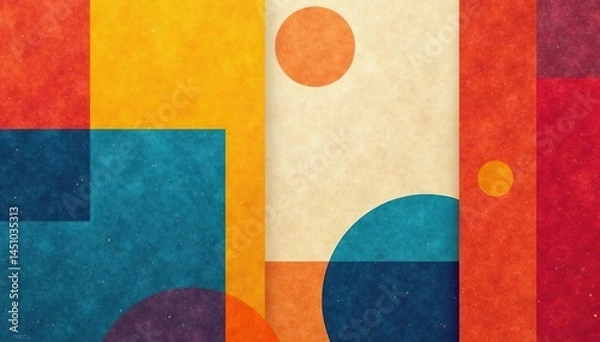 Fototapeta Geometric abstract shapes, bold color blocks, modern feel , shapes, vector, simple