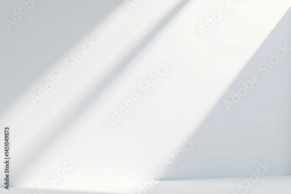 Fototapeta Clean, geometric flap; stark white backdrop; precise shadow , monochrome, corner, design