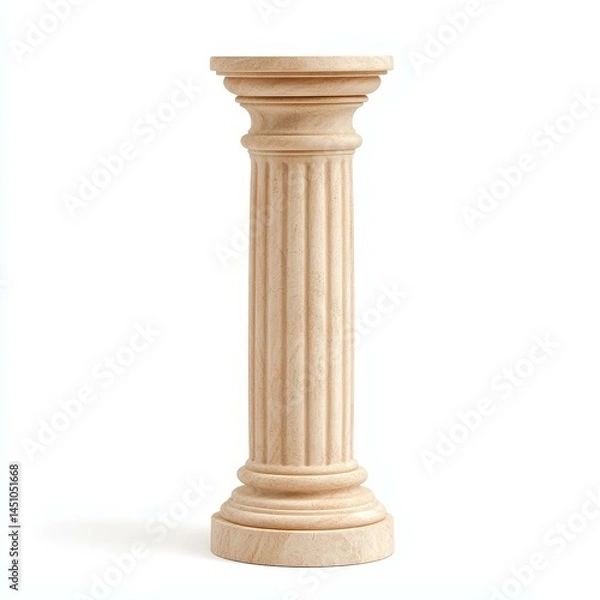 Obraz A tall, ancient structure stands proudly against a clean white backdrop, showcasing its unique beige hues.