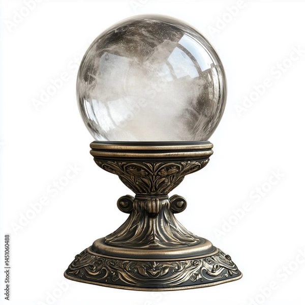 Fototapeta Sfera di cristallo su sfondo bianco.