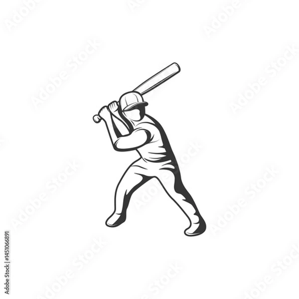 Fototapeta Baseball Player batsman Icon flat vector design