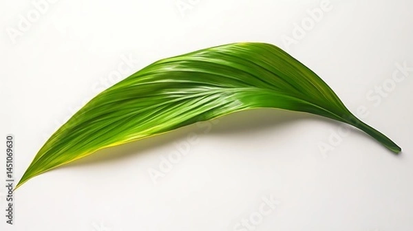 Fototapeta A vibrant tropical leaf against a bright background.