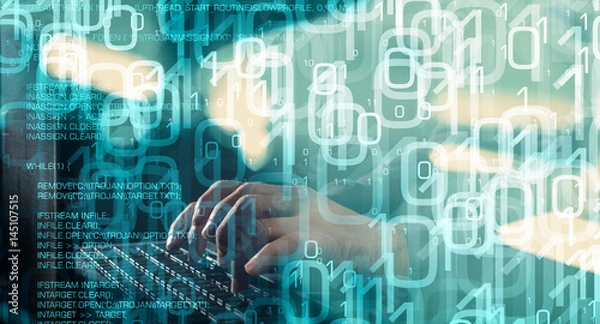 Fototapeta Hacker cybercrime, computer cyber attacks