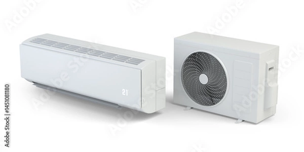 Fototapeta Air Conditioner System isolated on white, 3d illustration