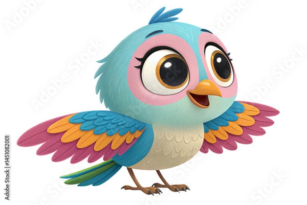 Obraz cute bird character 3d rendering, isolated on transparent background - generated by ai
