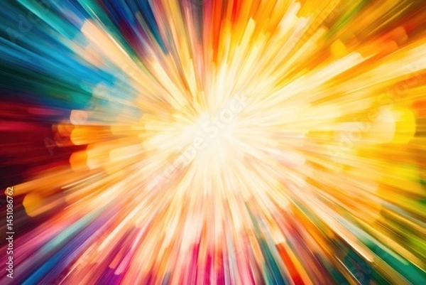 Fototapeta An abstract burst of vibrant colors emanating from a bright center, suggesting energy, motion, and a sense of explosion.