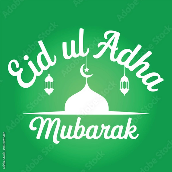 Fototapeta A simple typography of Eid Ul Adha Mubarak.