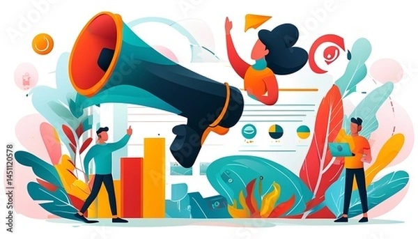 Obraz Engaging business strategies digital marketing infographic design creative environment vibrant perspective growth ideas
