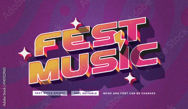 Fototapeta Text effect editable vector graphic of the festival music , perfect for movie title, poster title, banner title, etc.