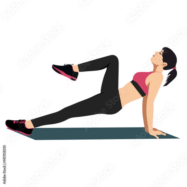 Fototapeta girl doing sports exercises vector