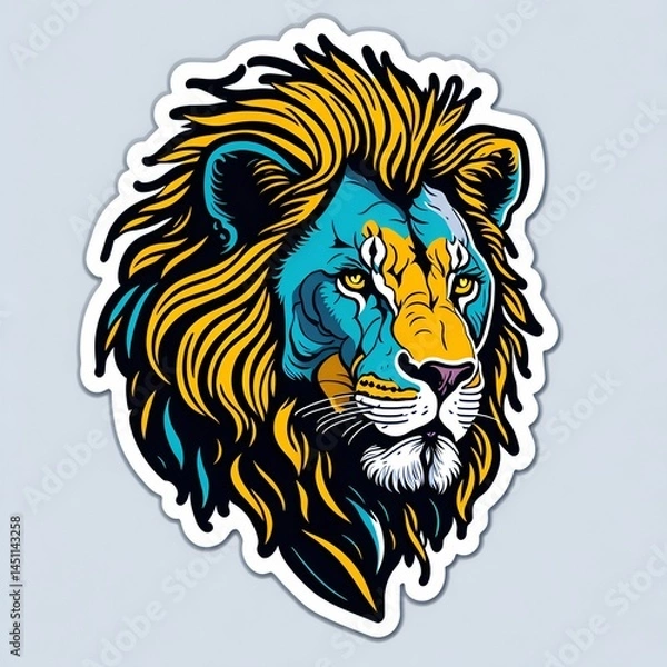 Obraz Detective Lion Sticker. Generative AI