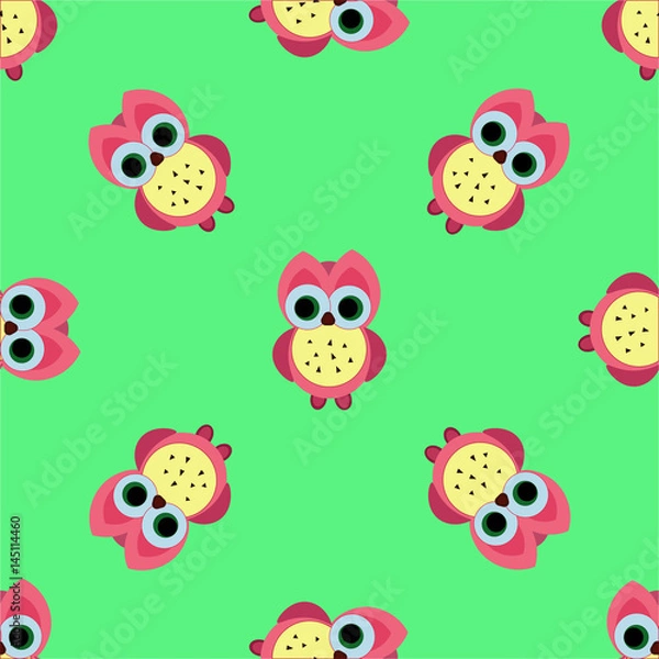 Obraz seamless cute owl pattern vector illustration