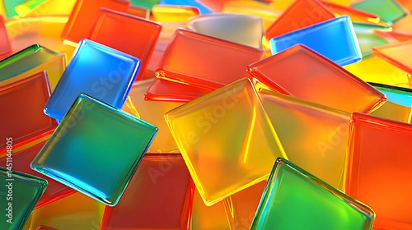 Fototapeta Vibrant Glass Squares Abstract Design