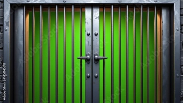 Obraz Exploring the mysterious green door in an abandoned location captivating image of architecture intriguing environment unique perspective on secrets