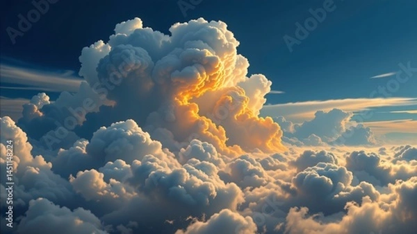 Obraz Majestic cloud formation at sunset over the horizon natural landscape photography atmospheric conditions aerial view serenity and wonder