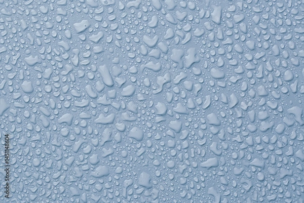 Obraz Many water drops on light blue background